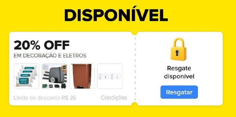 Cupom Mercado Livre 20% OFF em Decoração e Eletros