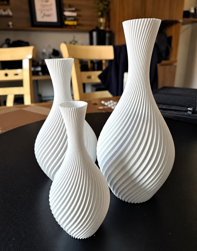 Kit 3 Vasos Espiral Para Aparador Mesa E Estante