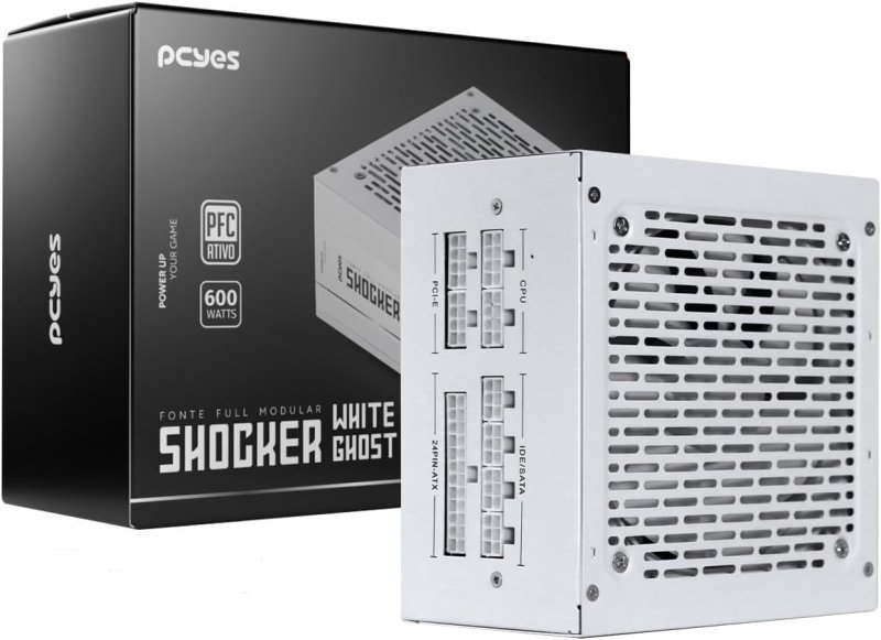 Fonte Gamer Pcyes Shocker Full Modular 600w 80 Plus White - White Ghost