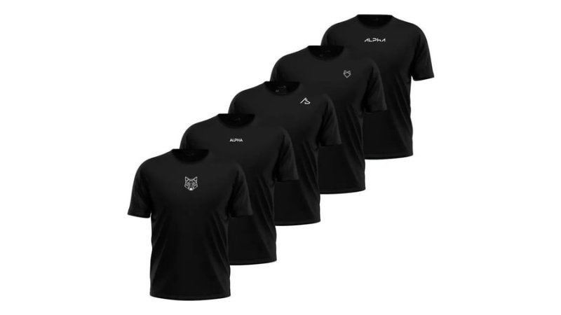 Kit 5 Camisetas Dry All Black Alpha