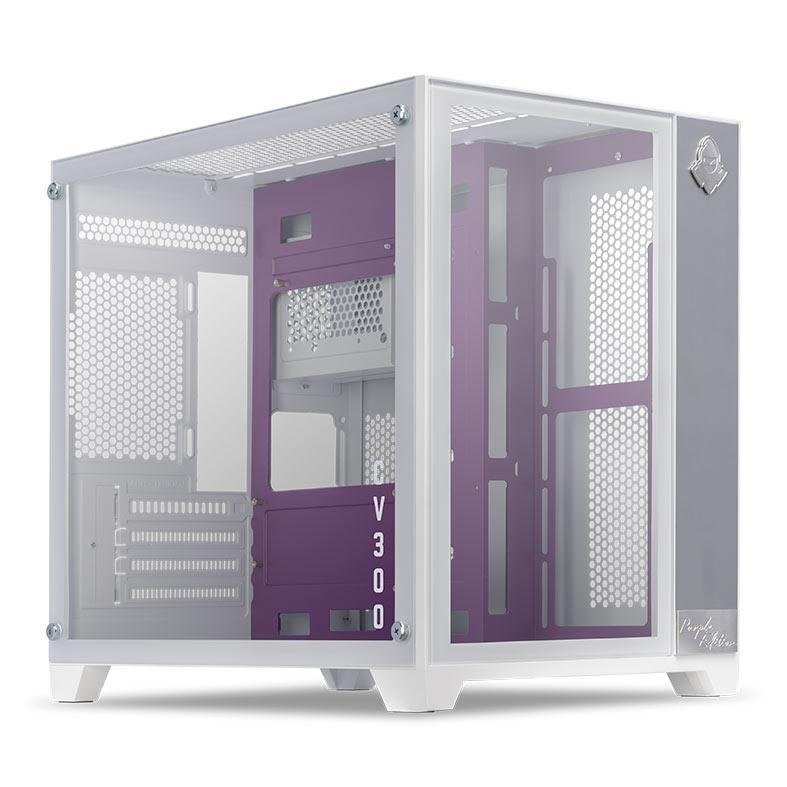 Gabinete Gamer Mancer CV300 Purple Edition, Mid-Tower, Lateral de Vidro, Branco e Roxo, MCR-CV300-PEWH