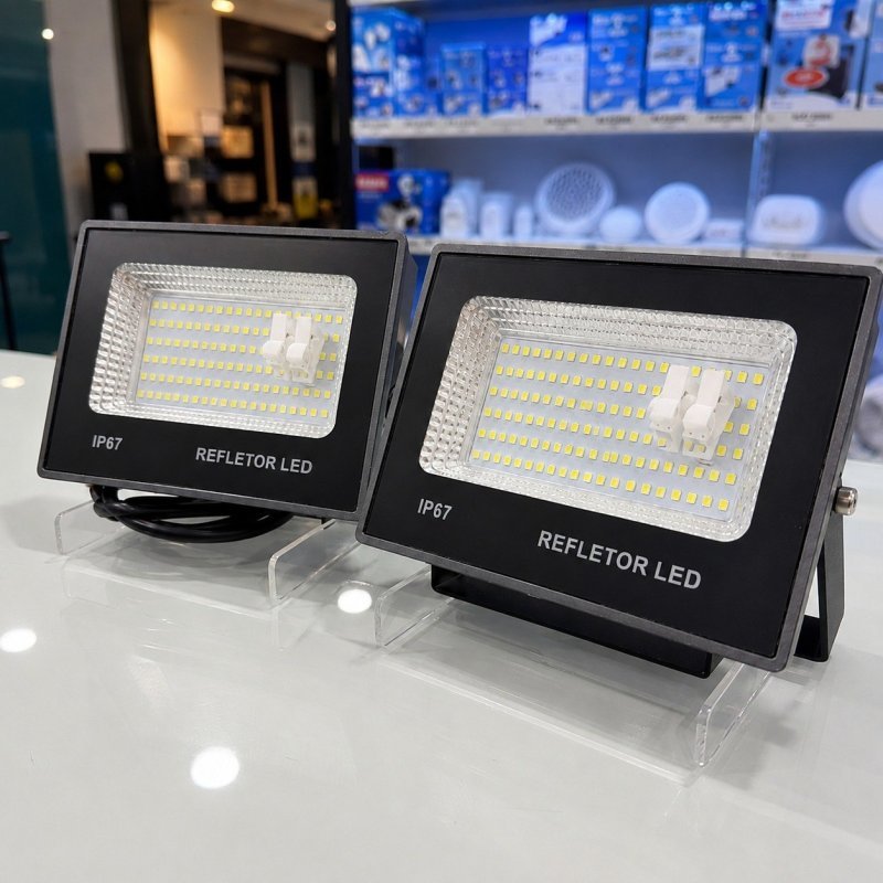 Kit 2 Refletor Super Led 400w Ip67 Holofote Bivolt Prova D'água Branco Frio 6500k Preto