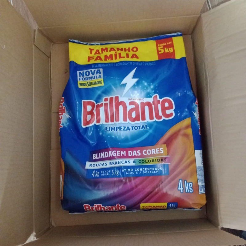 Brilhante Lava-Roupas Em Pó Roupas Brancas e Coloridas Limpeza Total 4KG