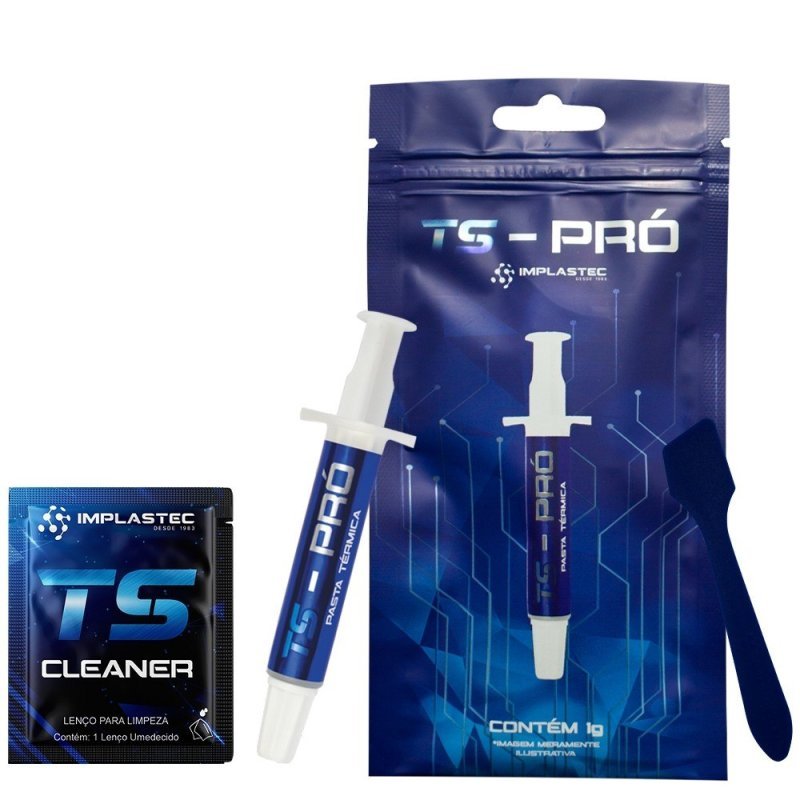 Pasta Térmica Implastec Ts Pro 4g, Espátula + Sachê Cleaner Cor Cinza