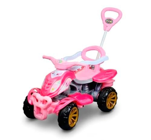 Quadriciclo Carrinho de passeio infantil Gatinha Star Empurrador Pedal e Buzina