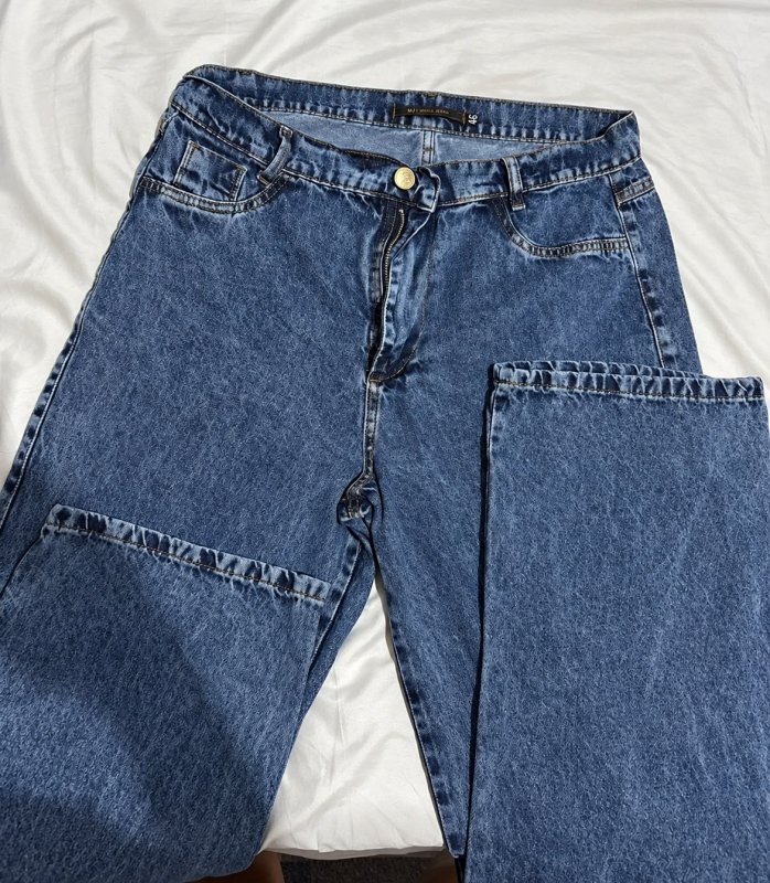 Calça Jeans Feminina Wide Leg Marmorizada