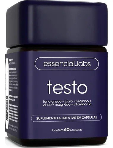 TESTO ESSENCIAL - Fórmula Exclusiva com Feno Grego + Boro + Arginina + ZMA + Vitamina B6 - 60 cápsulas