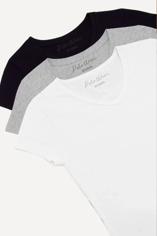 Kit 3 Camisetas Femininas Polo Wear Sortido