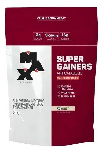 Hipercalórico 3kg Super Gainers Max Titanium Baunilha Alto Valor Calórico