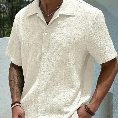 Camisa Casual Masculina Texturizada C/botões Old Money (P ao GG)