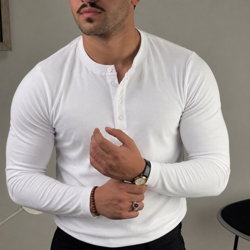 Camiseta Henley Slim com várias opções de cores