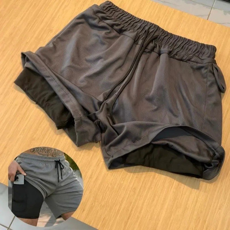 Kit 3 Shorts 2 Em 1 Duplo Bolso Para Academia Treino Corrida (P ao GG)