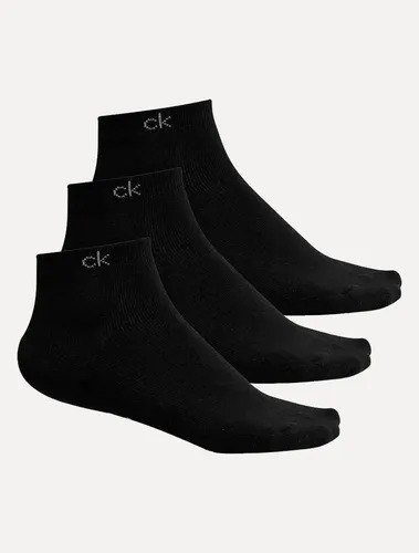 Meia Calvin Klein Cano Curto Ck Preta Kit 3 Pares Preto Un