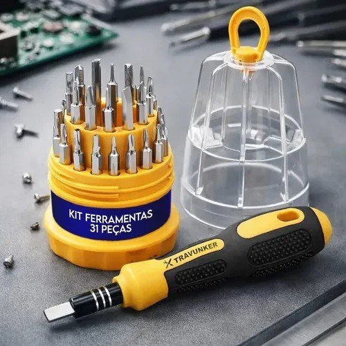 Kit Jogo Ferramentas 31 Peças Chaves Fenda Philips Torx Allen Estrela
