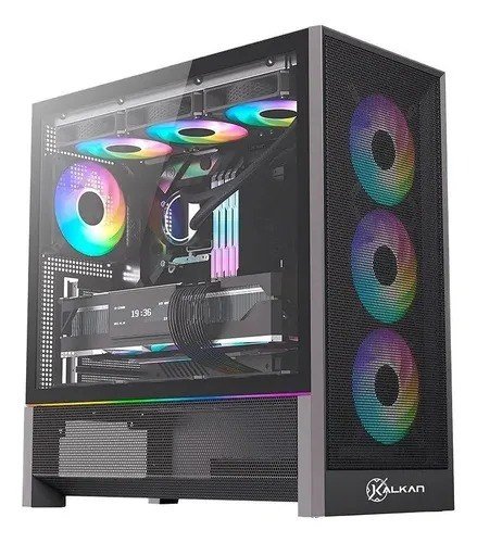 Gabinete Gamer Kalkan Hakon Pro E-atx Vidro Temperado Preto