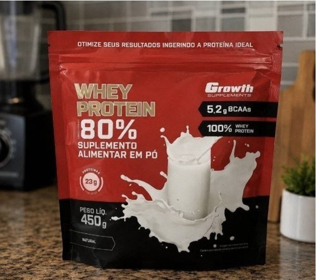 Whey Protein Concentrado 450g Growth Supplements Natural