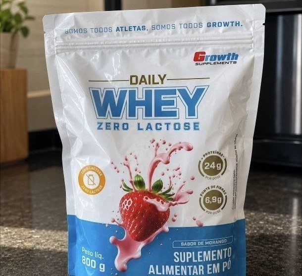 Daily Whey Protein Zero Lactose 800g Growth Supplements Morango