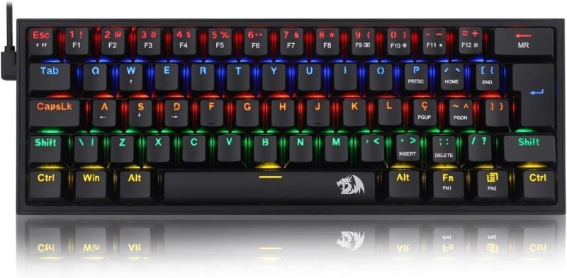 Redragon TECLADO MECANICO GAMER FIZZ RAINBOW PRETO SWITCH AZUL