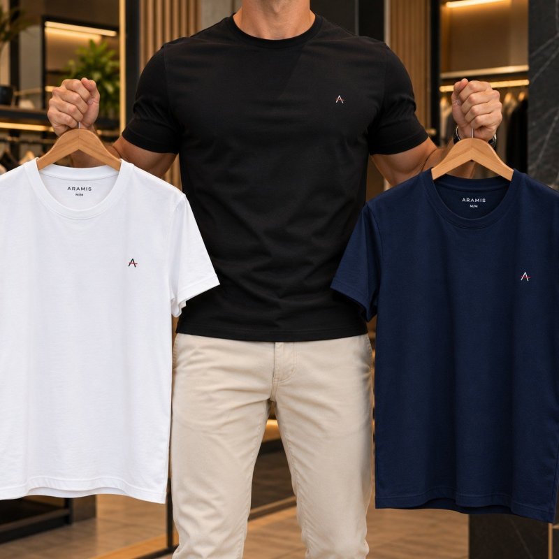 Kit com 3 Camisetas Aramis Basic Lisa (P ao G4)