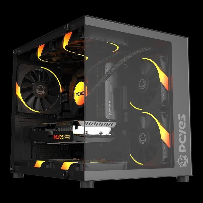 Gabinete Gamer Pcyes Forcefield Mini Black Vulcan