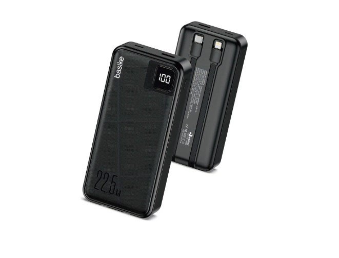 Power Bank Basike 20000mAh Preto, Carga Rápida 22.5W para iPhone e Samsung