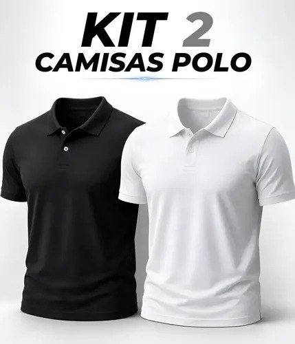 Kit 2 Camisa Gola Polo Masculina Básica Piquet Camiseta