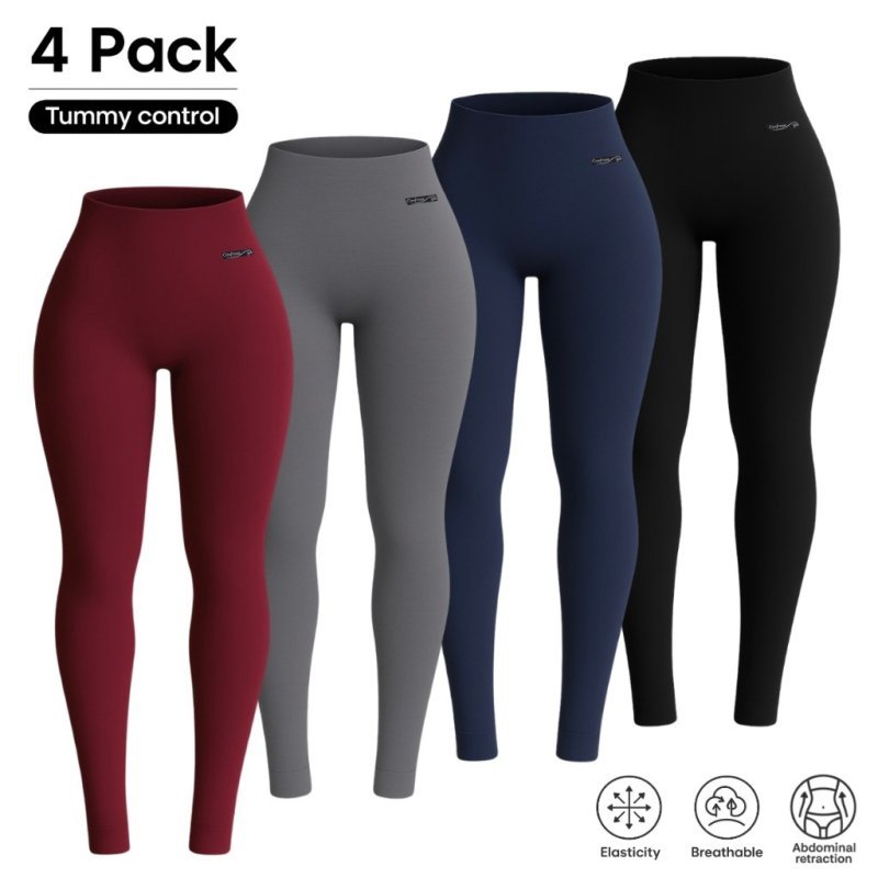 Kit 4 Calças Legging Cintura Alta e Modeladora Zero Transparência