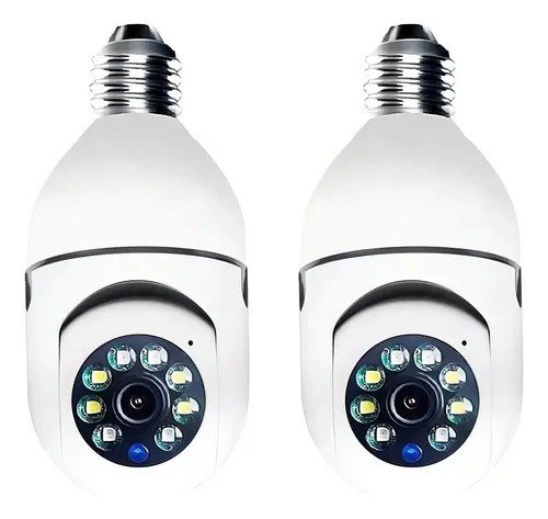 Kit 2 Câmeras Segurança 360º Jortan Wifi IP HD Visão Noturna Lâmpada