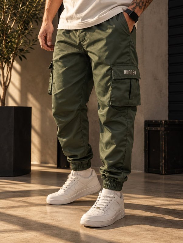 Calça Cargo Corta Vento Jogger Unisex Masculina Verde Skate