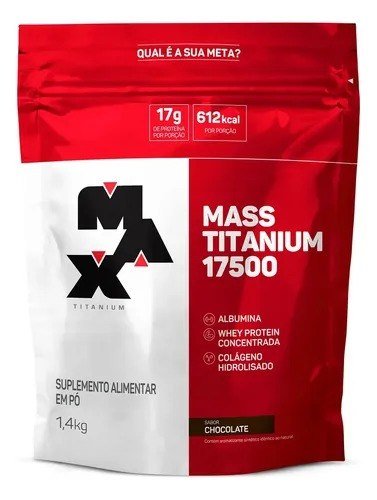 Hipercalórico 1,4kg Mass Titanium Max Titanium Chocolate Energia e Ganho Muscular