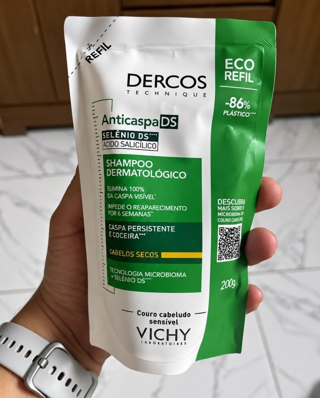 Shampoo Anticaspa Cabelos Secos com Selênio DS, Dercos DS Vichy, Refil 200g