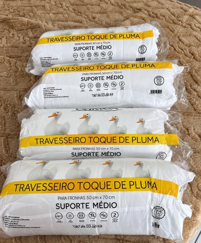 Kit 4 Travesseiros 50x70 - Toque De Pluma - Médio - Antialérgico