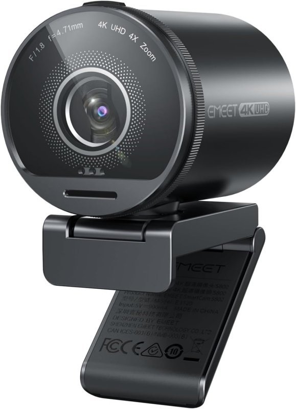 Webcam EMEET SmartCam S800 4K, Sensor Sony 1/2", Foco Automático Duplo PDAF e ToF, 1080p 60FPS, 2 Microfones com Cancelamento de Ruído