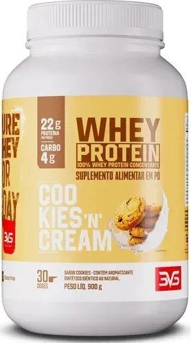 100% WHEY Protein Concentrado 900g Sabor Cookies and Cream - Proteína 100% Pura - 3vs Nutrition