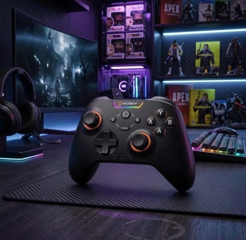 Controle Sem Fio Husky Hunter RGB para PC/Android/iOS – Preto + Frete Grátis