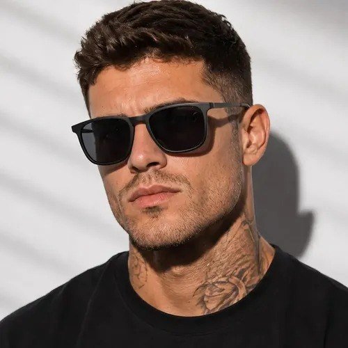 Óculos Sol Quadrado Masculino Leaf Metal Acetato