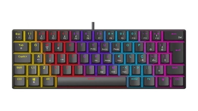 Teclado Mecânico Gamer Ninja Leap 60%, Switch Blue, Rainbow, Abnt2, Preto, Gn-kb-lpbl60bbuab