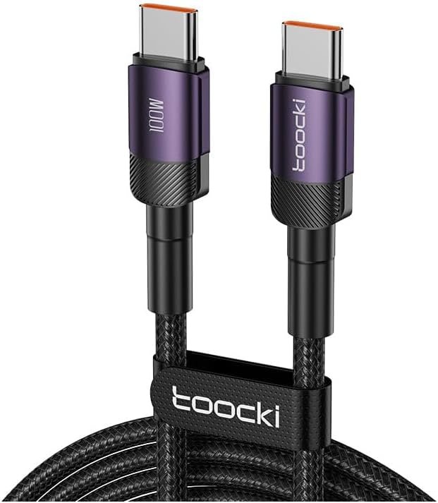 Toocki Cabo USB-C para USB-C 100W 6A Carregamento Rápido (Roxo, 1 Metro)