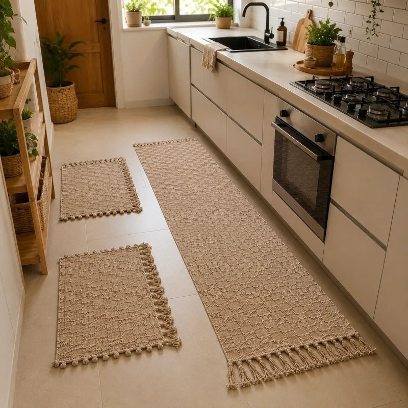 Kit 3 Tapetes Passadeira Geométrica para Cozinha + Frete Grátis