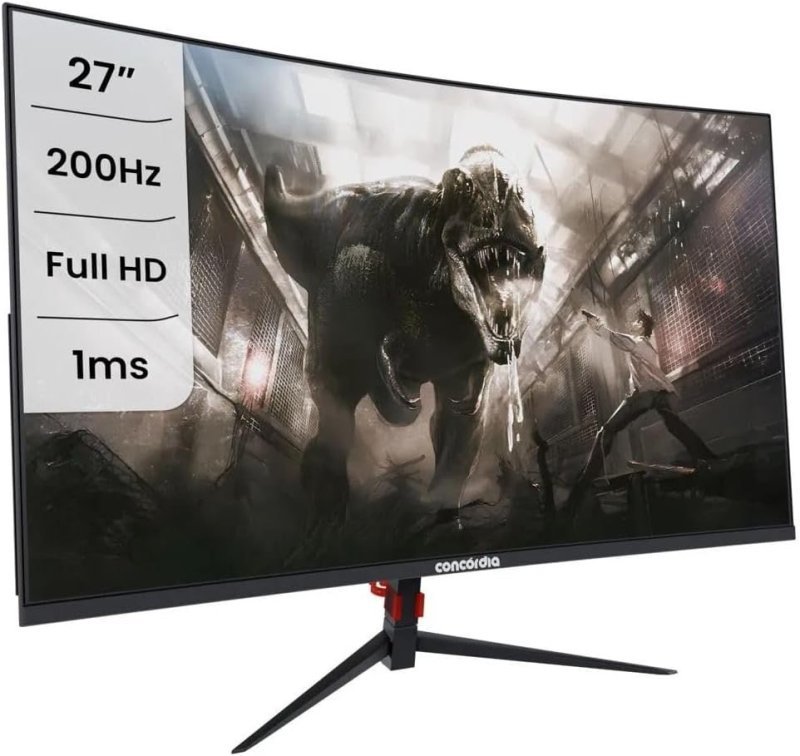 Monitor Gamer Concórdia 27" Curvo 200Hz Full HD 1ms FreeSync Premium