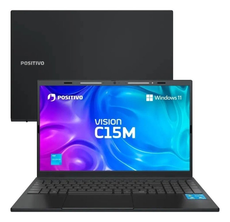 Notebook Positivo Vision C15M Intel Celeron N4500 Windows 11 Home 4GB RAM 128GB eMMC Tela 15" Full HD IPS Antirreflexo - Minitela e Tecla Copilot