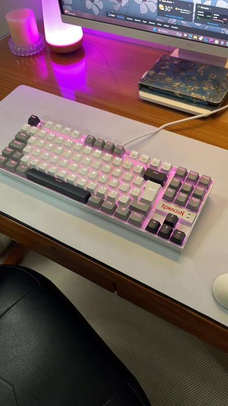 Teclado Mecânico Gamer Redragon Kumara RGB Branco, Switch Marrom K552WGL-RGB