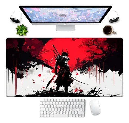 Mouse Pad Samurai 90x40cm Chinês Vermelho Premium Grande Samurai Vermelho 90x40