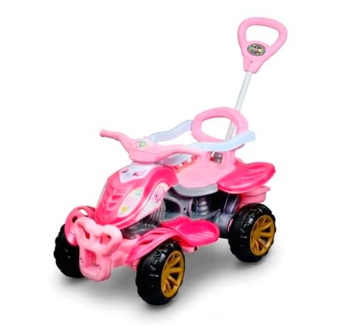 Quadriciclo Carrinho de passeio infantil Gatinha Star Empurrador Pedal e Buzina