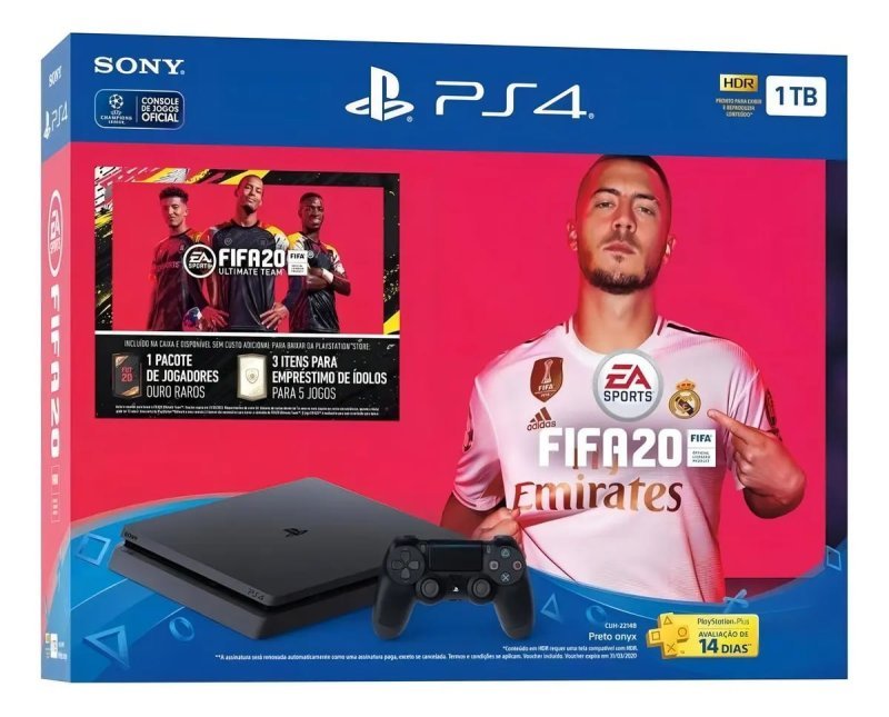 Sony PlayStation 4 Slim 1TB FIFA 20 + Extra DualShock 4 Controller Preto