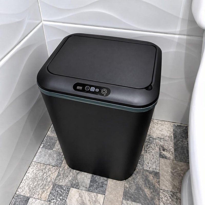 Lixeira Quadrada Preta 16L Inteligente Automática