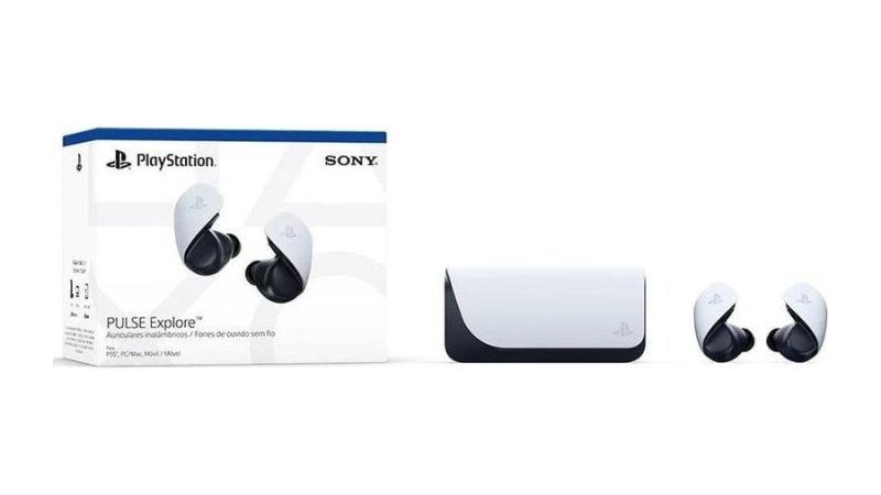 Fone de Ouvido Sem Fio Gamer Sony Pulse Explore, Bluetooth, Cancelamento de Ruído, PC, PS5 e Dispositivo Móvel Branco CFI-ZWE1L