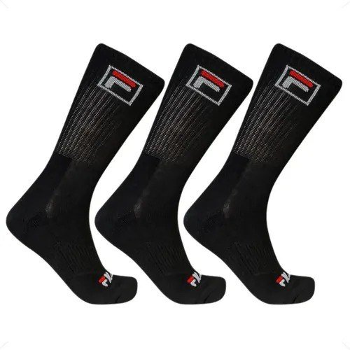 Kit Meia Fila Fbox 3 Pares Cano Alto Confortável Promoção Preto Logo 34-38
