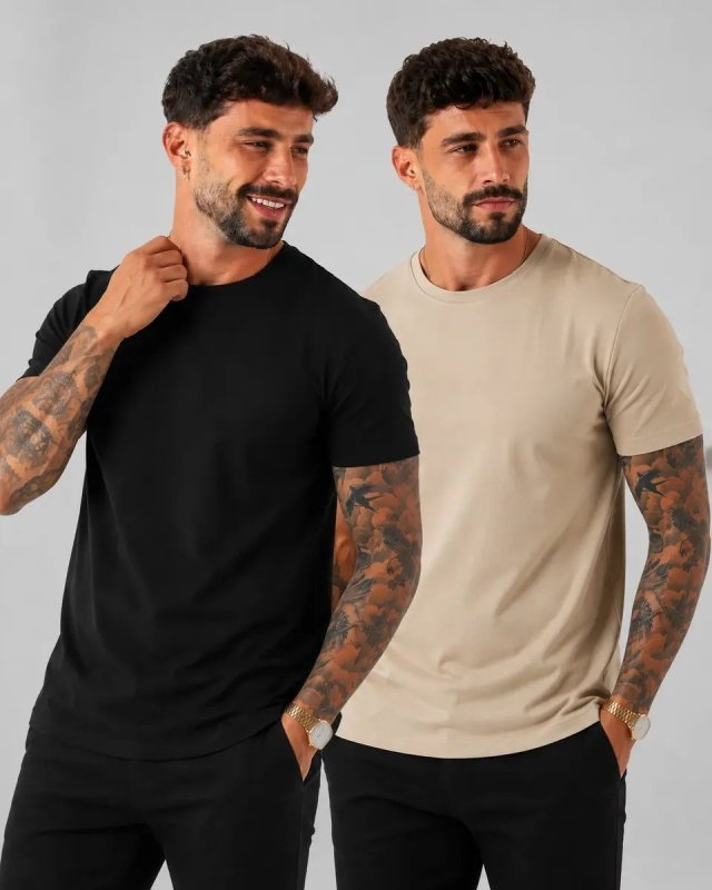 Kit 2 Camisetas Masculinas Malha Peruana Premium