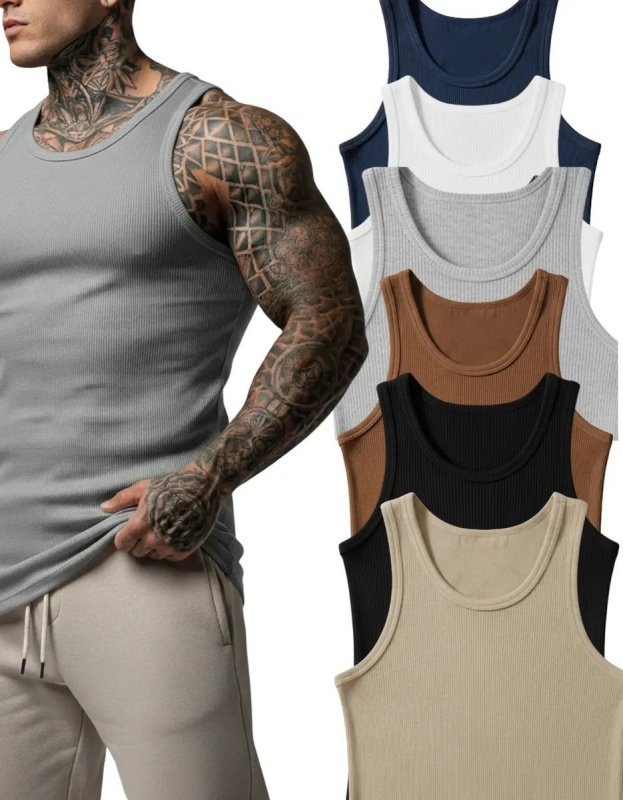 Kit 6 Regatas Modelo Americano Canelada Premium Masculina